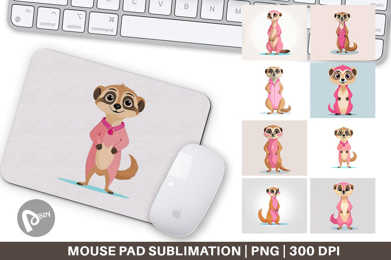 Mouse Pad Pink Meerkat Valentine Sublimation artnoy 