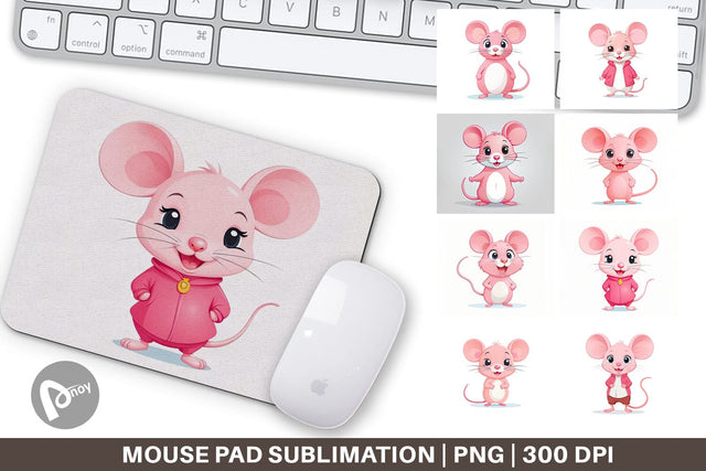 Mouse Pad Pink Mouse Valentine Sublimation artnoy 