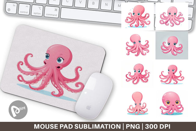 Mouse Pad Pink Octopus Valentine Sublimation artnoy 