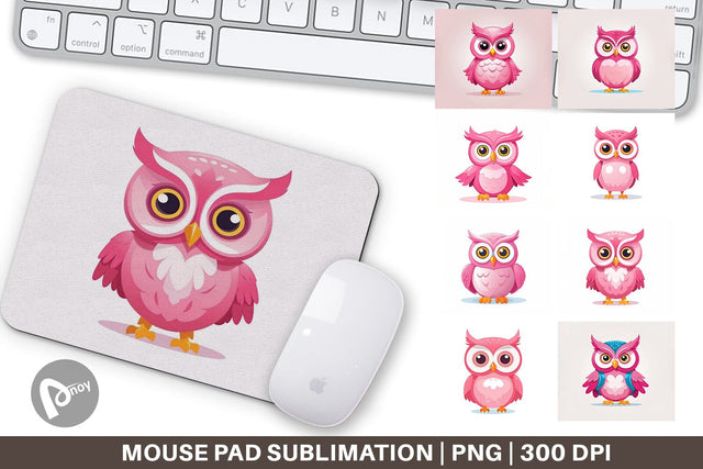 Mouse Pad Pink Owl Valentine Sublimation artnoy 