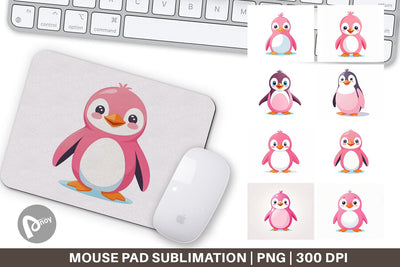 Mouse Pad Pink Penguin Valentine Sublimation artnoy 