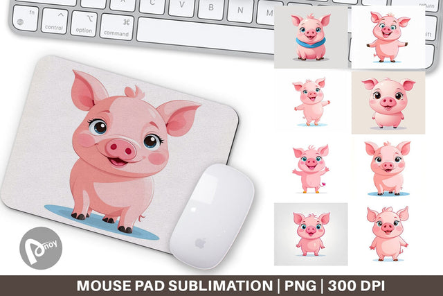 Mouse Pad Pink Pig Valentine Sublimation artnoy 