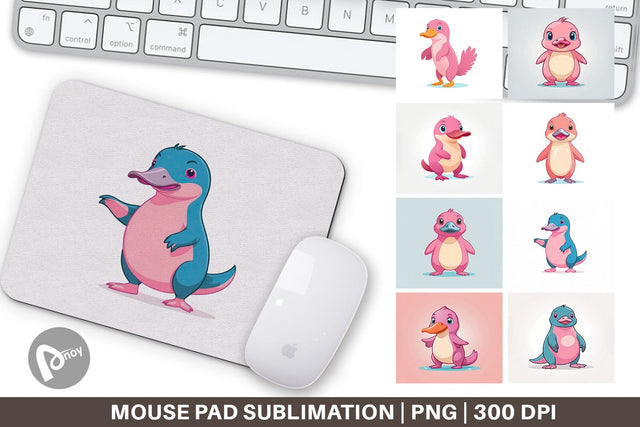 Mouse Pad Pink Platypus Valentine Sublimation artnoy 