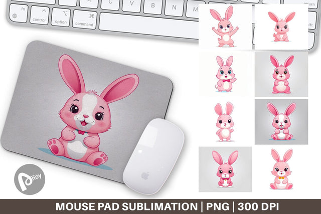Mouse Pad Pink Rabbit Valentine Sublimation artnoy 