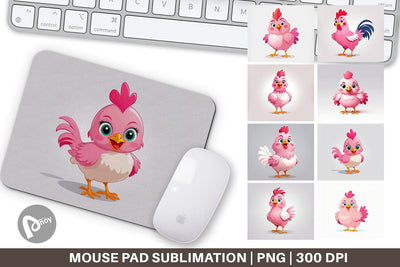 Mouse Pad Pink Rooster Valentine Sublimation artnoy 