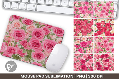 Mouse Pad Pink Rose Pattern Sublimation artnoy 