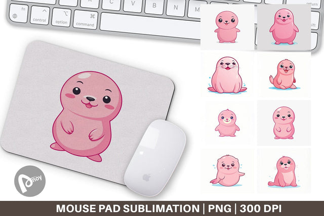 Mouse Pad Pink Seal Valentine Sublimation artnoy 