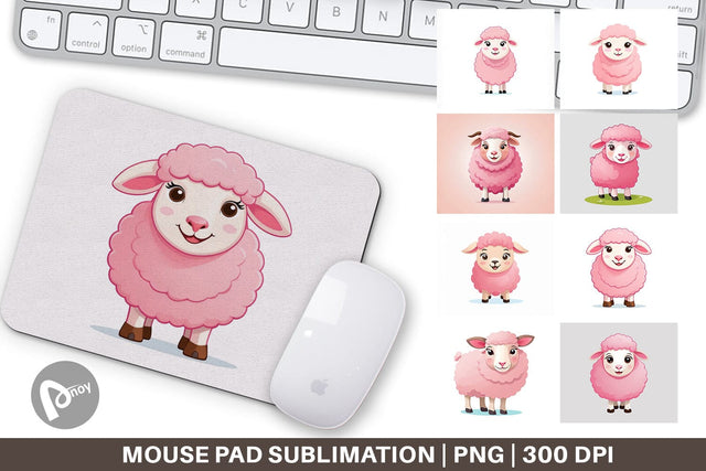 Mouse Pad Pink Sheep Valentine Sublimation artnoy 