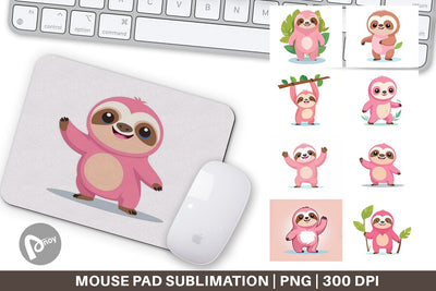 Mouse Pad Pink Sloth Valentine Sublimation artnoy 