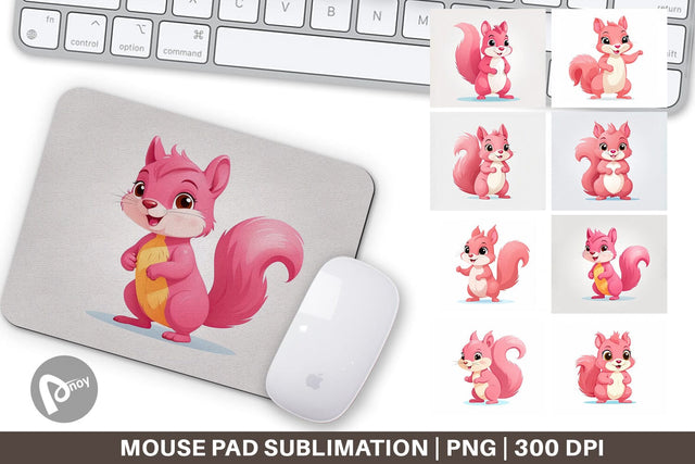 Mouse Pad Pink Squirrel Valentine Sublimation artnoy 