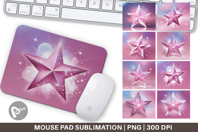 Mouse Pad Pink Stars Sublimation artnoy 