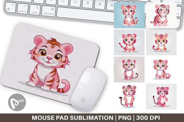 Mouse Pad Pink Tiger Valentine Sublimation artnoy 