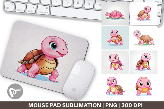 Mouse Pad Pink Turtle Valentine Sublimation artnoy 