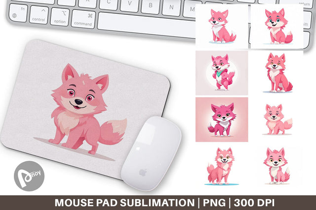 Mouse Pad Pink Wolf Valentine Sublimation artnoy 