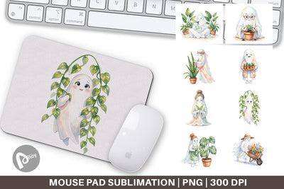 Mouse Pad Plant Mom Ghost Sublimation artnoy 