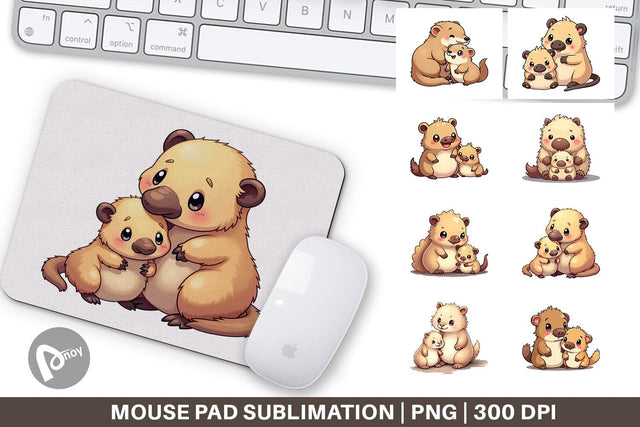 Mouse Pad Platypus Mother's Day Sublimation artnoy 