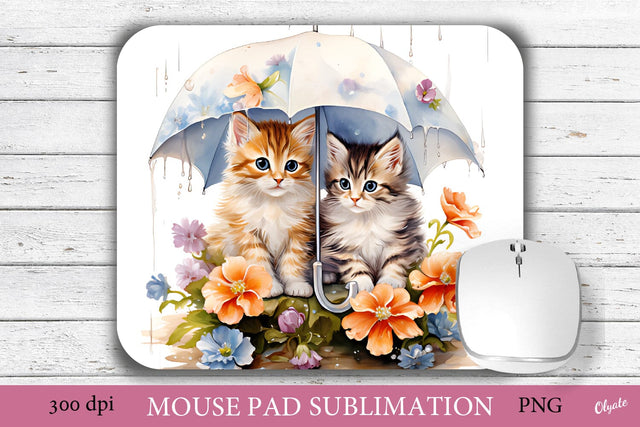 Mouse Pad PNG. Cats with Umbrella Sublimation PNG Sublimation Olga Terlyanskaya 