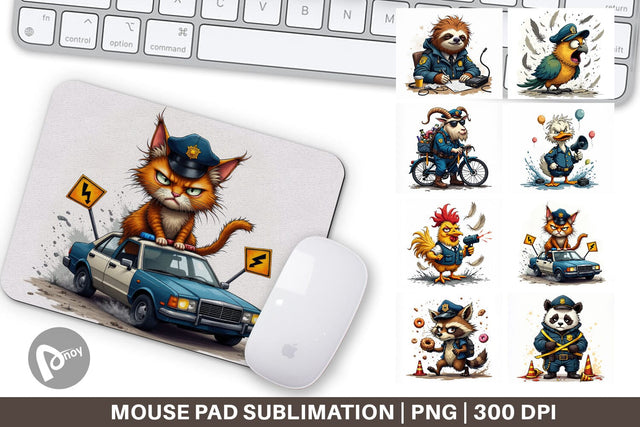 Mouse Pad Police Chaos Critters Sublimation artnoy 