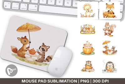 Mouse Pad Pumpkin Tea Animals Sublimation artnoy 