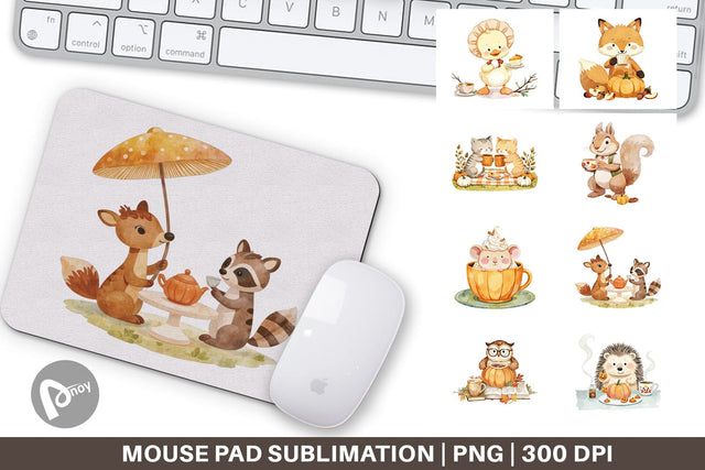 Mouse Pad Pumpkin Tea Animals Sublimation artnoy 