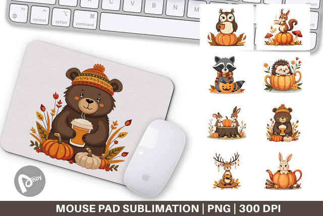 Mouse Pad Pumpkin Tea Animals Sublimation artnoy 