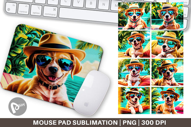 Mouse Pad Puppies in Summer Sublimation artnoy 