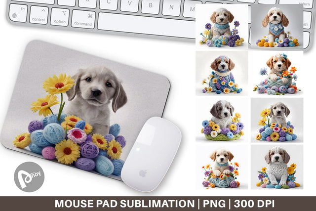 Mouse Pad Puppy Easter Embroidery Sublimation artnoy 