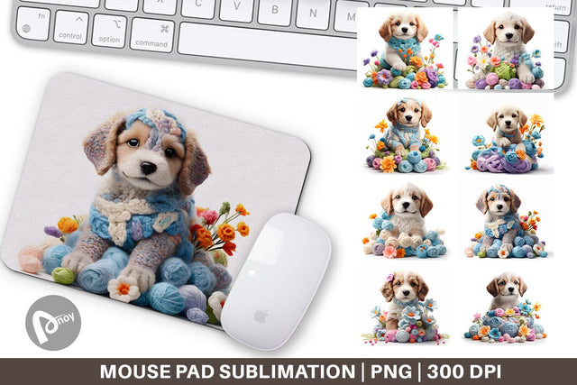 Mouse Pad Puppy Easter Embroidery Sublimation artnoy 