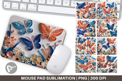 Mouse Pad Quilling Butterflies Sublimation artnoy 