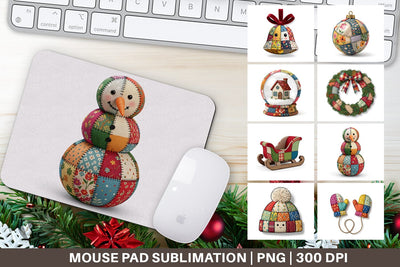 Mouse Pad Quilted Winter Decor Patchwork Sublimation artnoy 