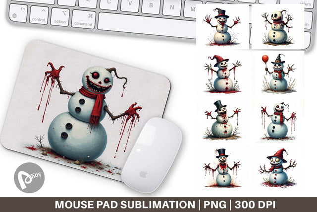 Mouse Pad Quirky Snowman Sublimation artnoy 
