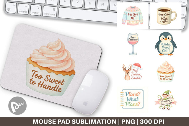 Mouse Pad Quotes Watercolor Christmas Survival Kit Sublimation artnoy 