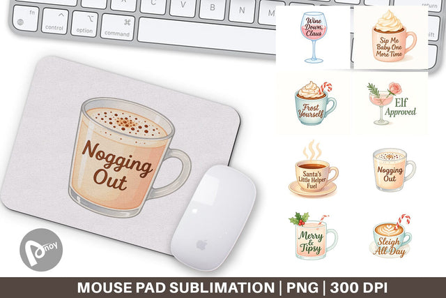 Mouse Pad Quotes Watercolor Holiday Beverage Humor Sublimation artnoy 