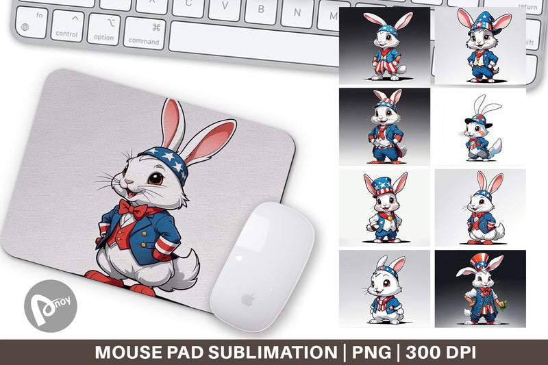 Mouse Pad Rabbit 4th of July Sublimation artnoy 