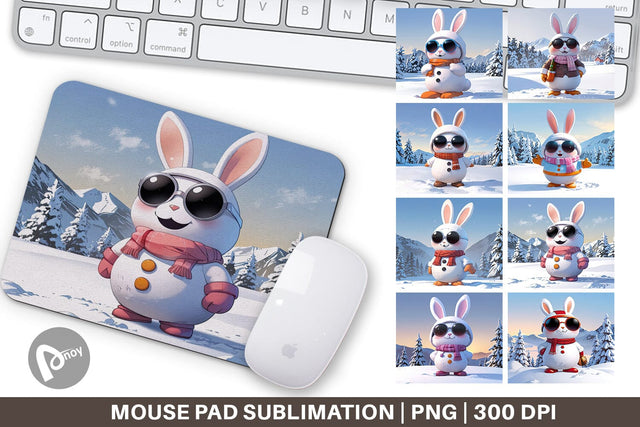 Mouse Pad Rabbit Christmas Sublimation artnoy 