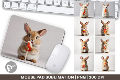 Mouse Pad Rabbit Eating Ice Cream Sublimation artnoy 