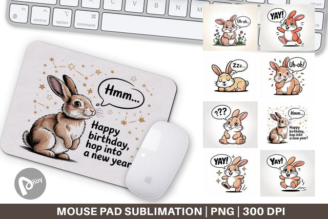 Mouse Pad Rabbit Mood Sublimation artnoy 