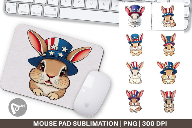 Mouse Pad Rabbit Patriotic Sublimation artnoy 