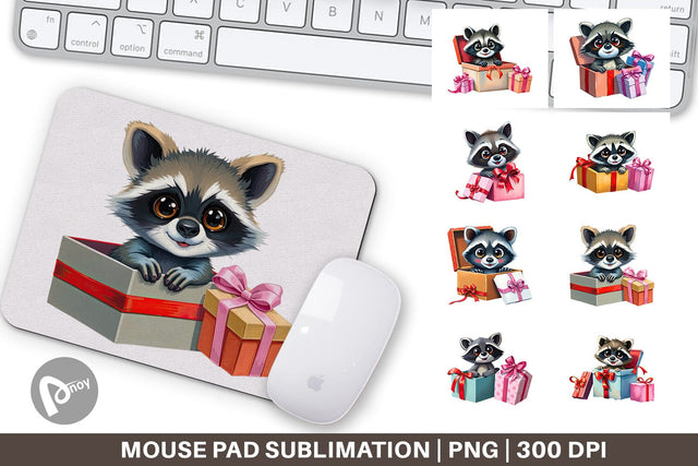 Mouse Pad Raccoon Gift Sublimation artnoy 