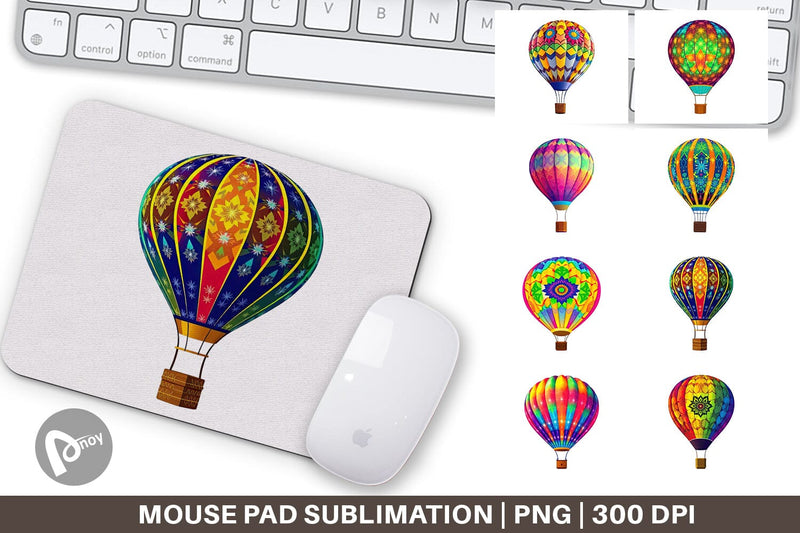 Mouse Pad Rainbow Hot Air Balloon Sublimation artnoy 