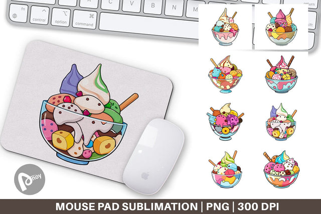 Mouse Pad Rainbow Ice Cream Sublimation artnoy 