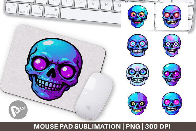 Mouse Pad Rainbow Skull Smirk Sublimation artnoy 