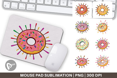 Mouse Pad Rainbow Sprinkle Donut Sublimation artnoy 