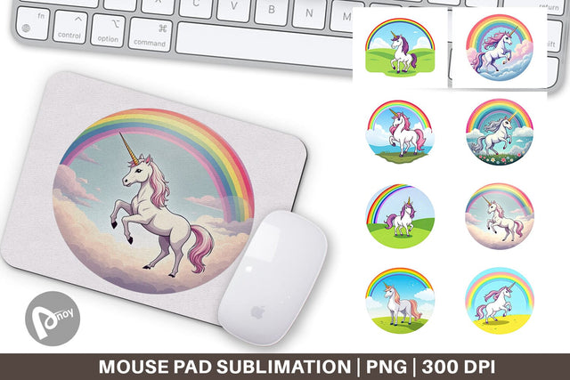 Mouse Pad Rainbow Unicorn Sublimation artnoy 