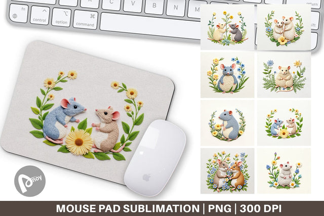 Mouse Pad Rat Embroidery Sublimation artnoy 