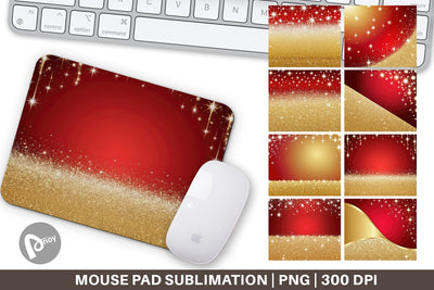 Mouse Pad Red and Gold Glitter Sublimation artnoy 