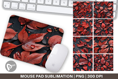 Mouse Pad Red Leaves Pattern Sublimation artnoy 