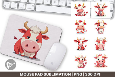 Mouse Pad Red White Moo Sublimation artnoy 
