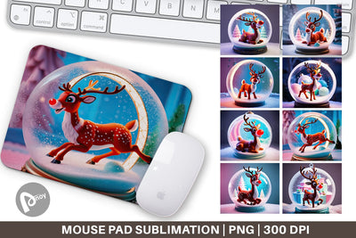Mouse Pad Reindeer Glass Ball Sublimation artnoy 