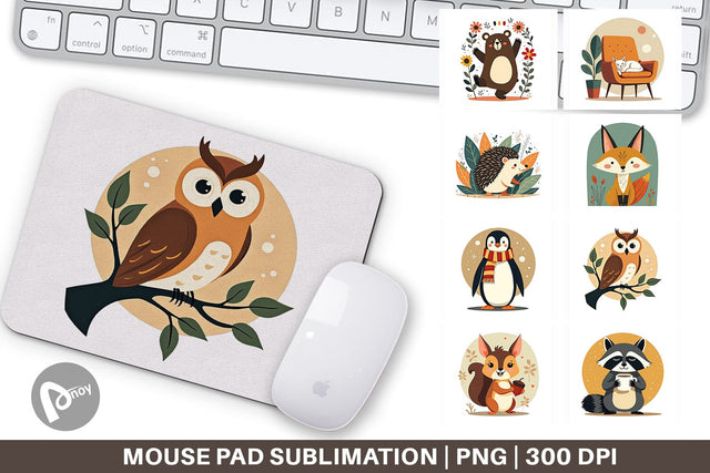 Mouse Pad Retro Animal Charm Sublimation artnoy 